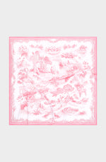 Silk Scraf 90 "Toile de Jouy" Pink