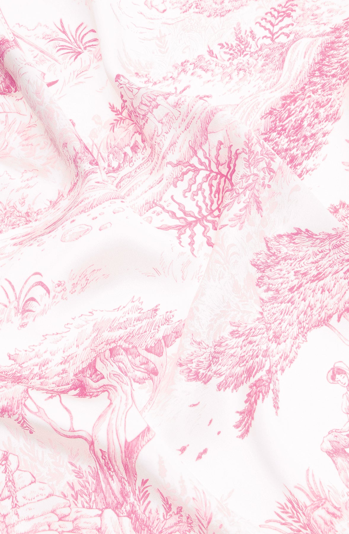 Silk Scraf 90 "Toile de Jouy" Pink