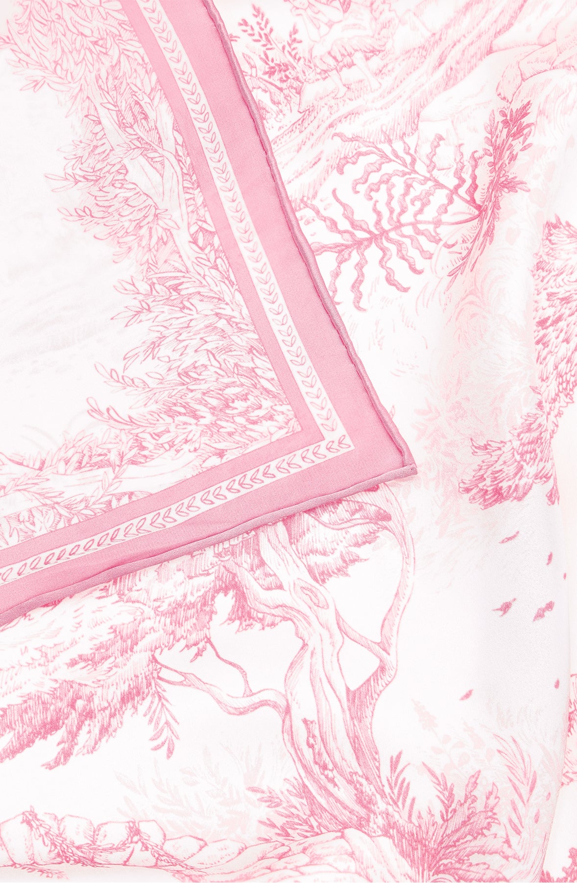 Silk Scraf 90 "Toile de Jouy" Pink