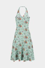 Orange roses jersey dress