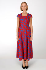 Poppy flowers cotton long dress