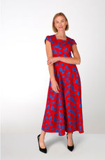 Poppy flowers cotton long dress