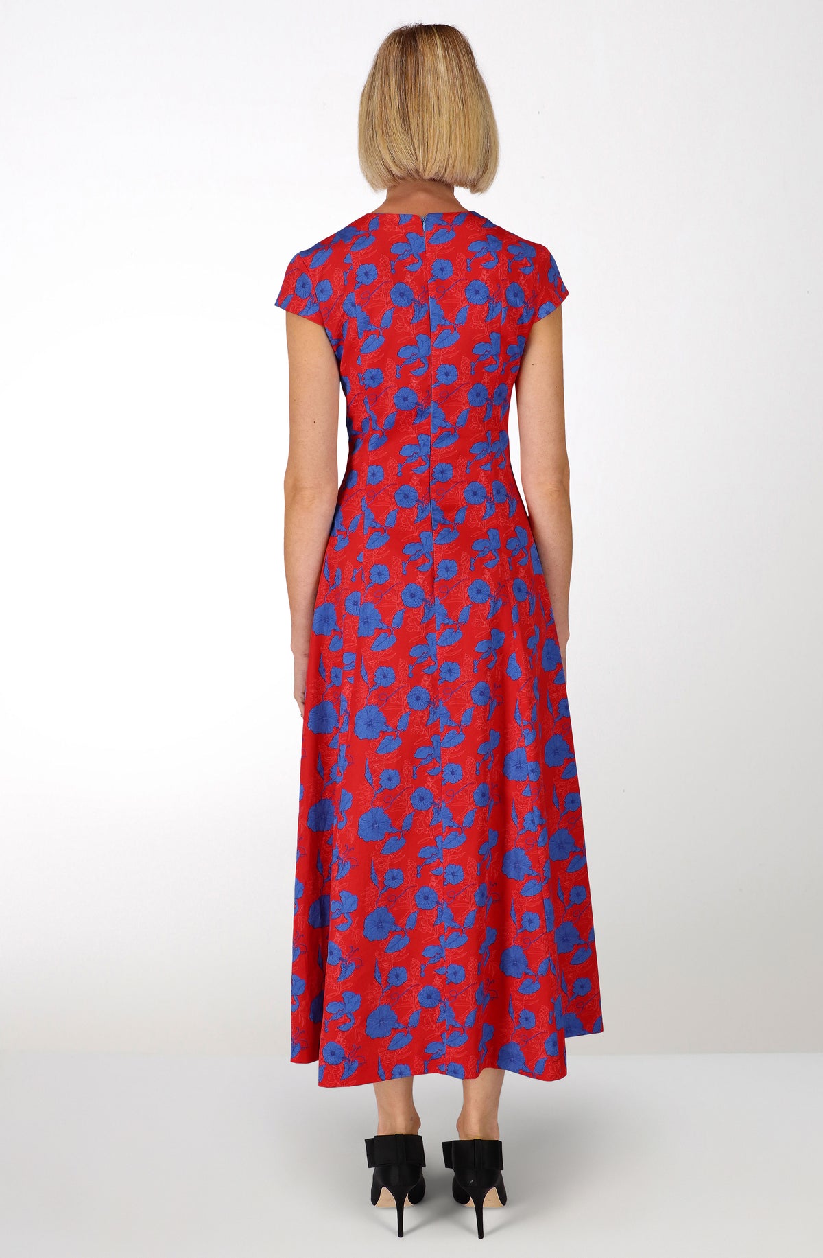 Poppy flowers cotton long dress