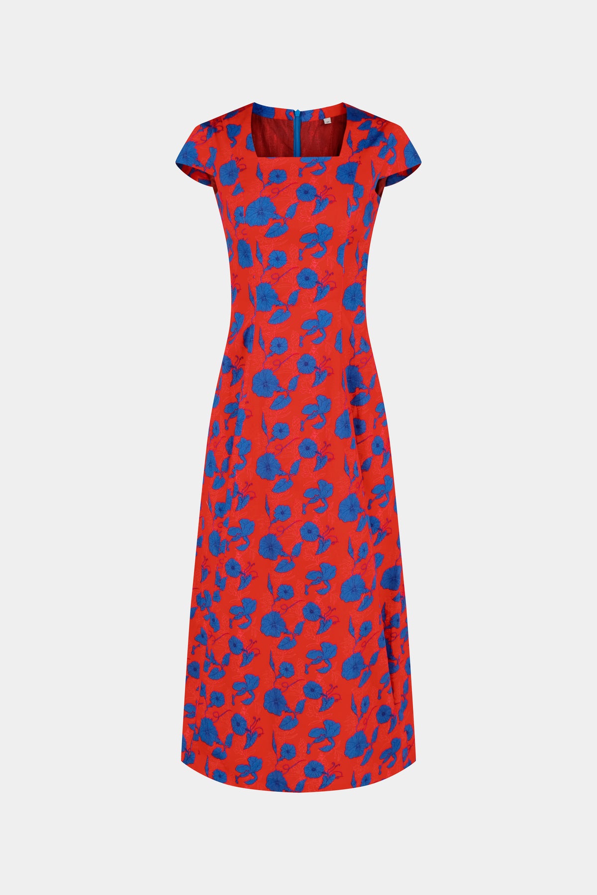 Poppy flowers cotton long dress