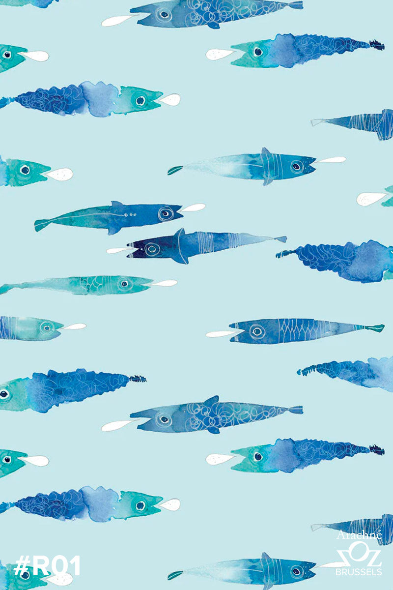 Blue fish silk shirt