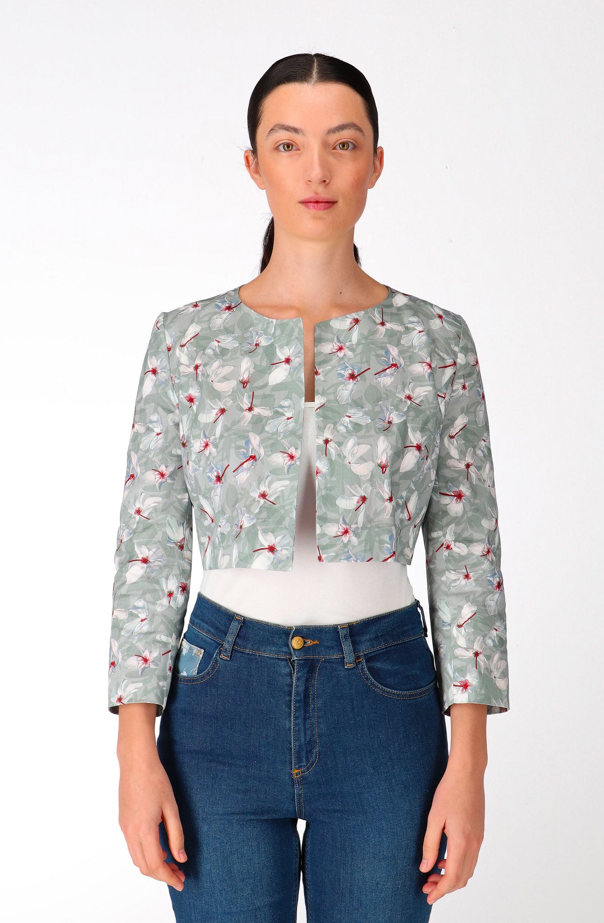 White cyclamen cotton Bolero