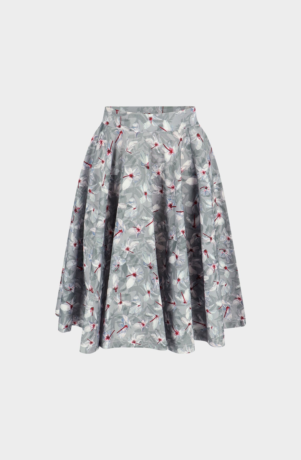 White cyclamen cotton godet skirt