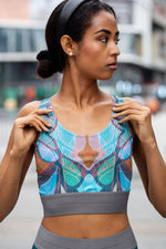 Abstract ornaments polyester sport bra
