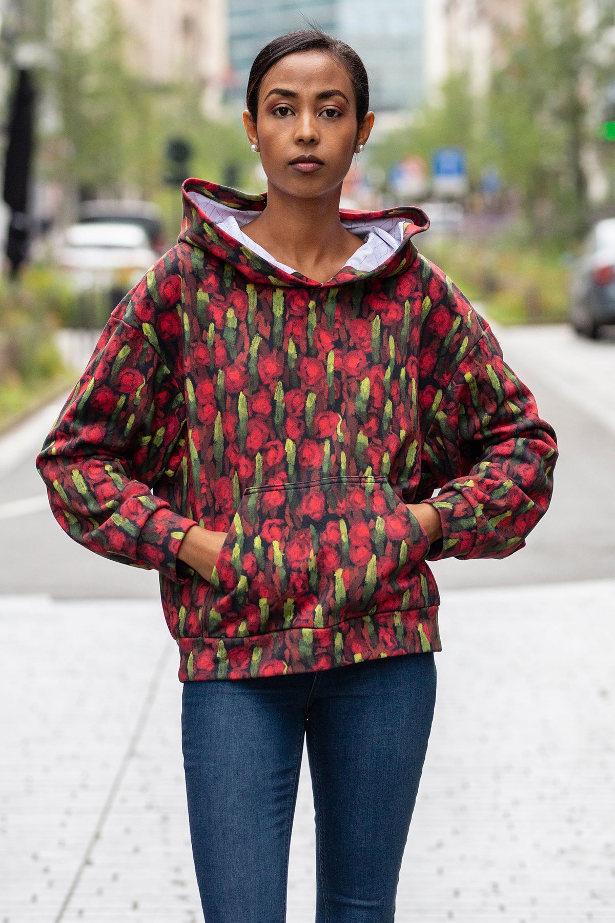 Roses and asparagus cotton Hoodie