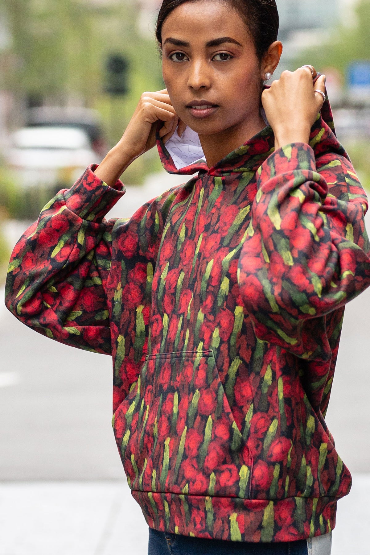 Roses and asparagus cotton Hoodie