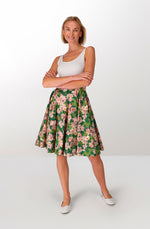 White orchids cotton godet skirt