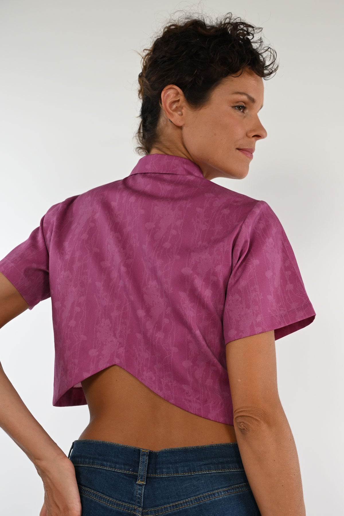 Fuchsia cotton short shirt