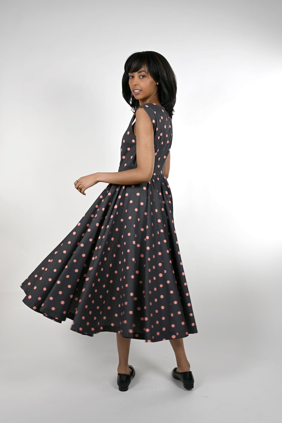 Midi dress with polka