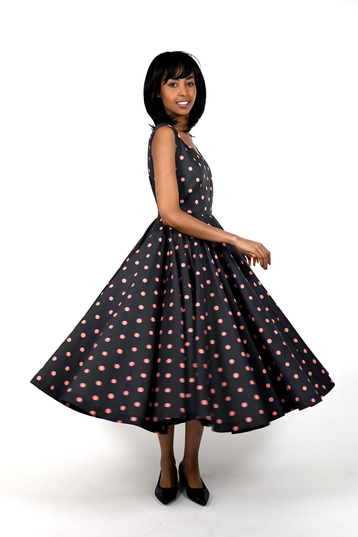 Midi dress with polka