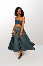 Organic cotton green long skirt