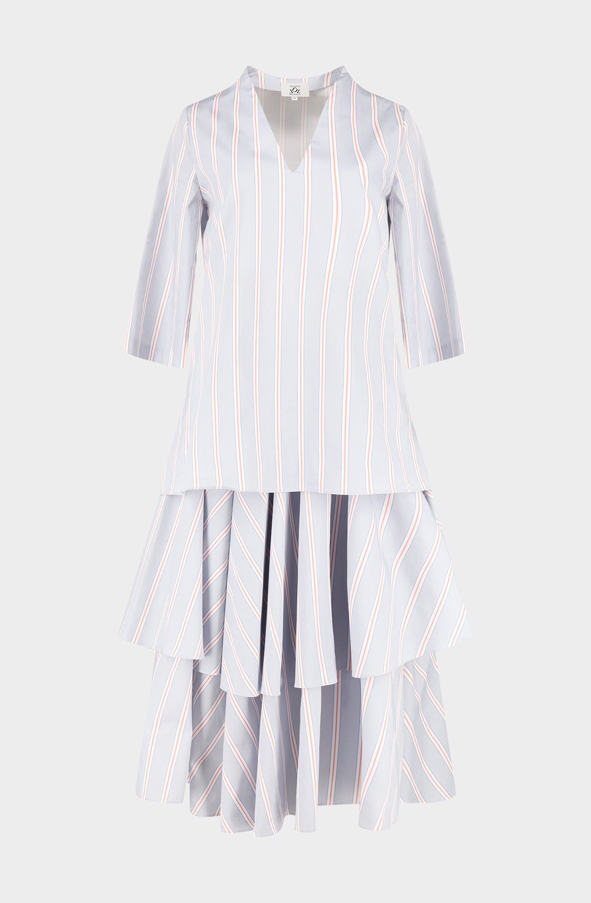 Striped cotton A-line dress with petticoat