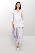 Striped cotton A-line dress with petticoat
