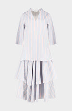 Striped cotton A-line dress with petticoat