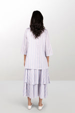 Striped cotton A-line dress with petticoat