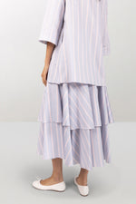 Striped cotton A-line dress with petticoat