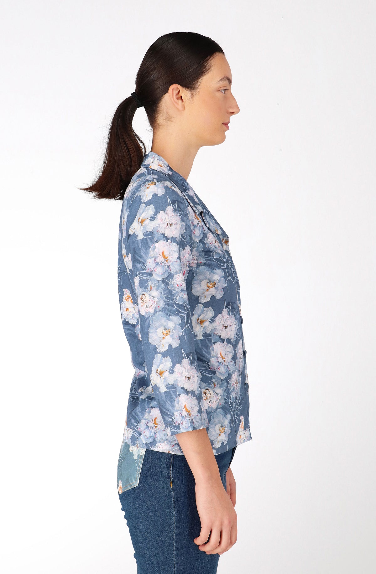 Azalea blue cotton 3/4 sleeved shirt