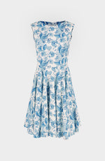 Blue sparrows cotton circular dress