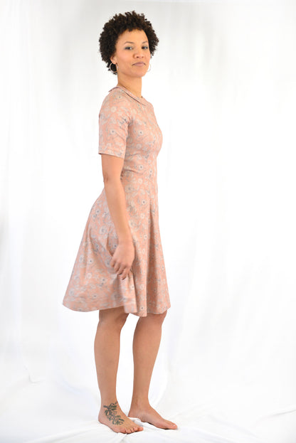 Peach dress with little round collar (#26-4)