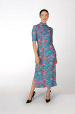 Faded flowers viscose long dress