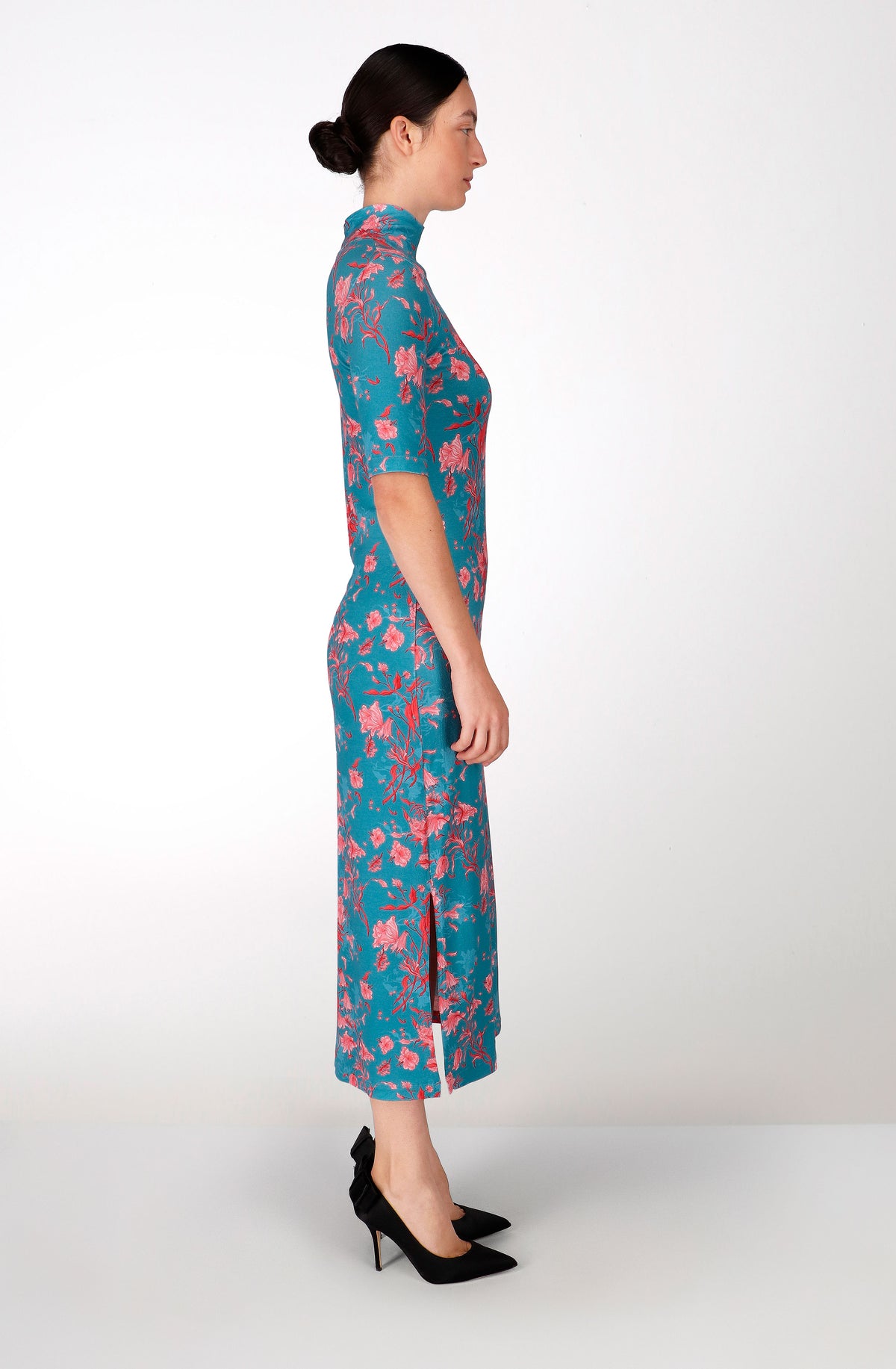 Faded flowers viscose long dress