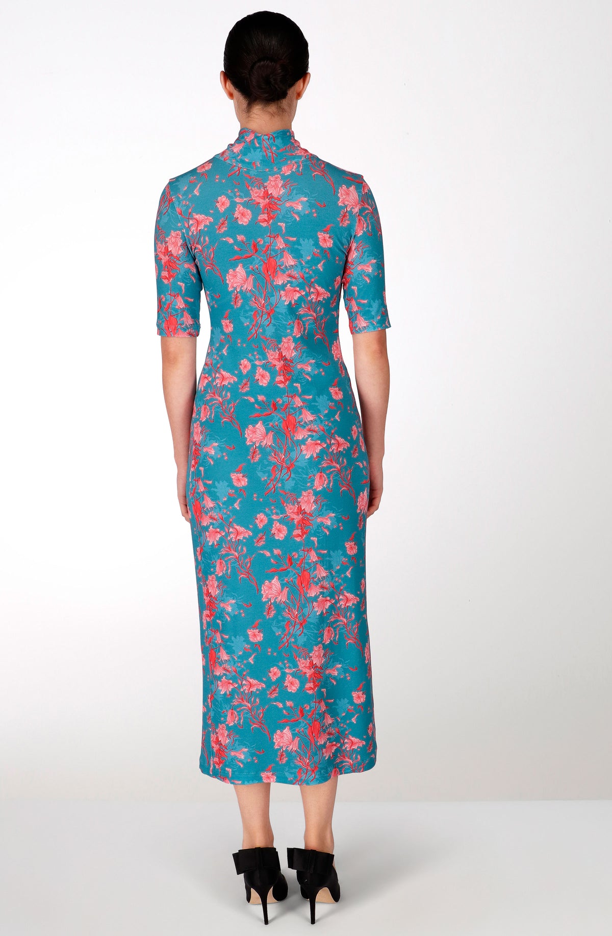 Robe longue en viscose, fleurs fanées