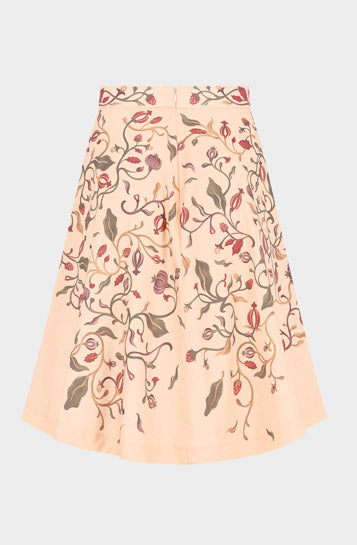 Organic cotton cream knee skirt