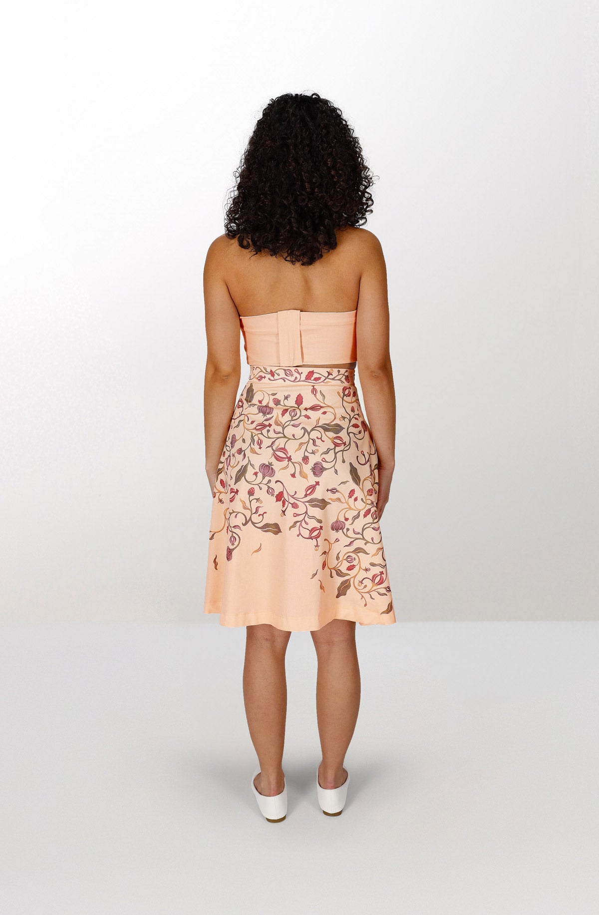 Organic cotton cream knee skirt
