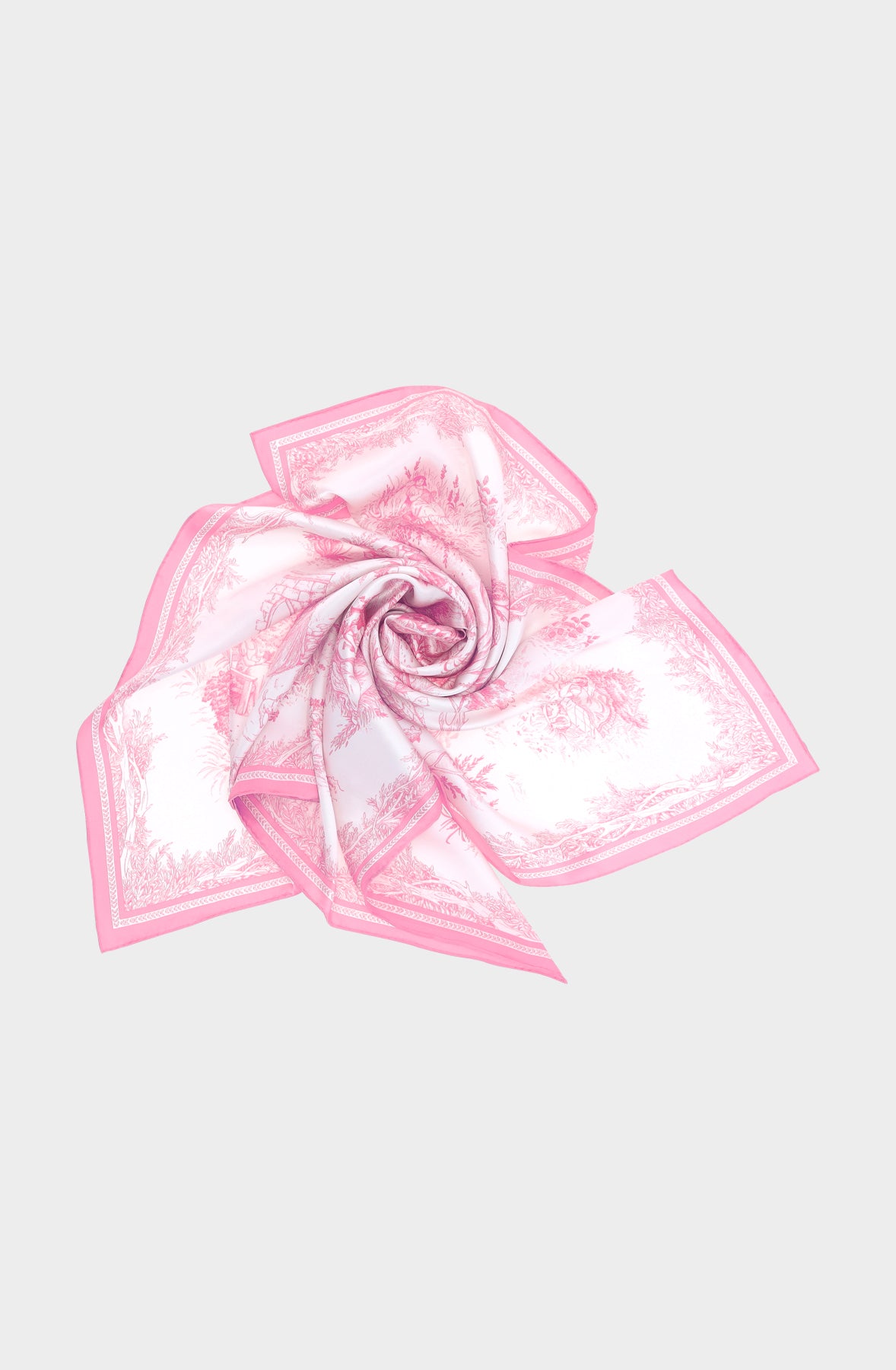 Silk Scraf 90 "Toile de Jouy" Pink