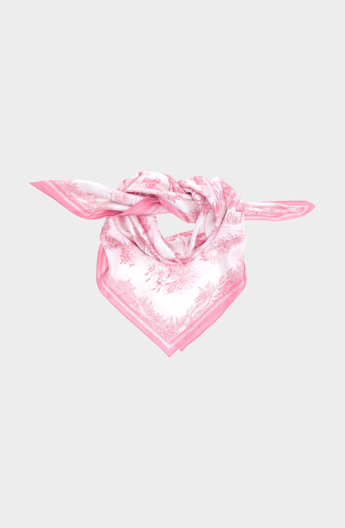 Silk Scraf 90 "Toile de Jouy" Pink