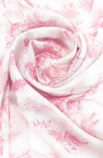Silk Scraf 90 "Toile de Jouy" Pink