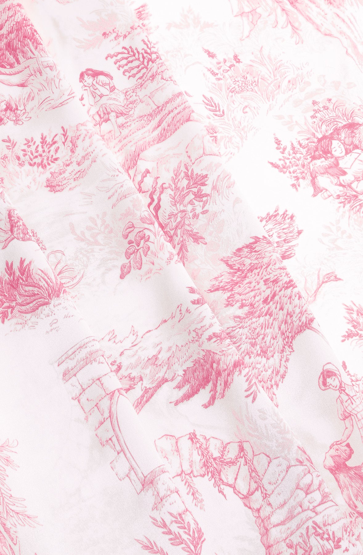 Silk Scraf 90 "Toile de Jouy" Pink