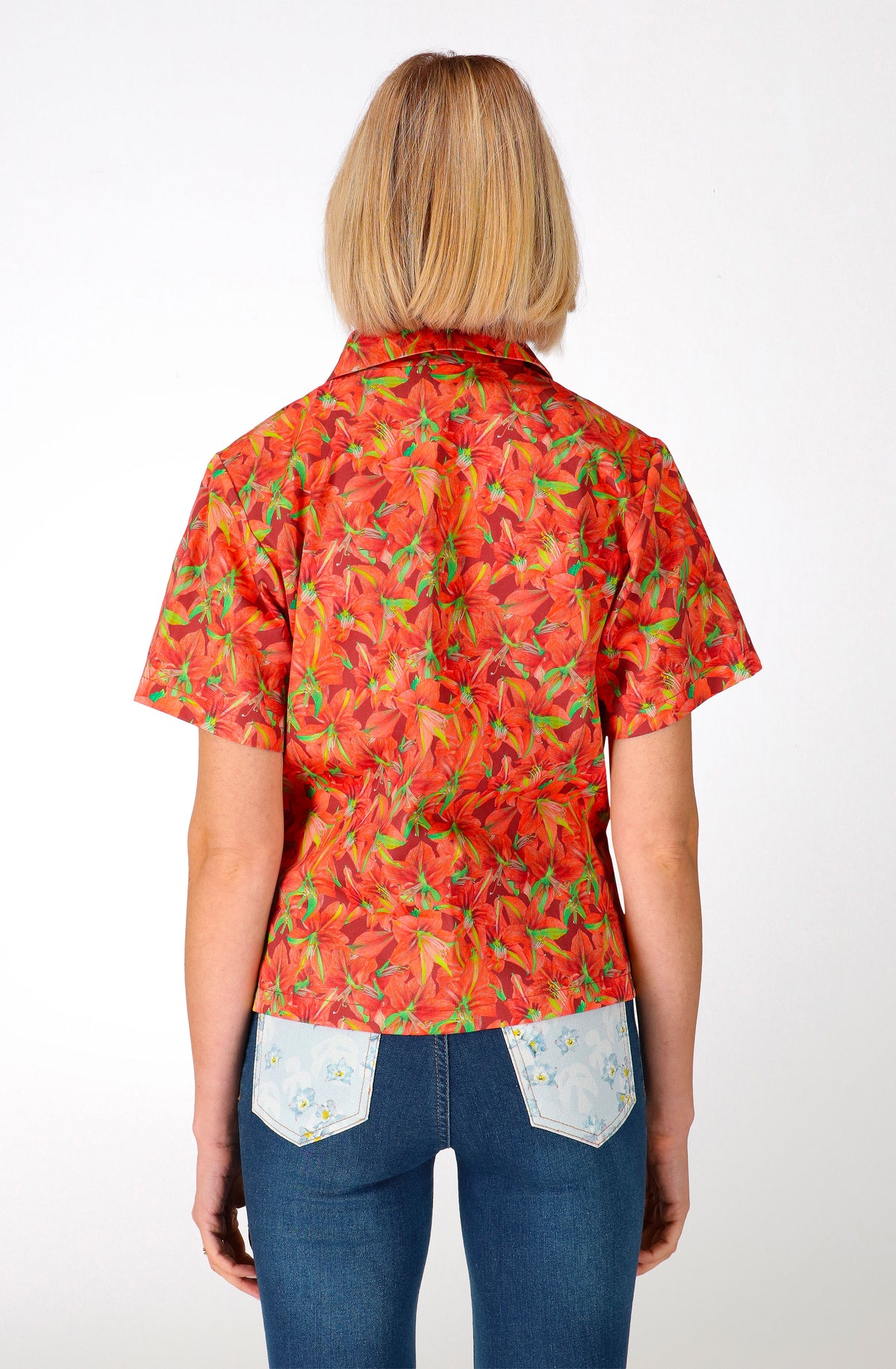 Red amaryllis cotton shirt