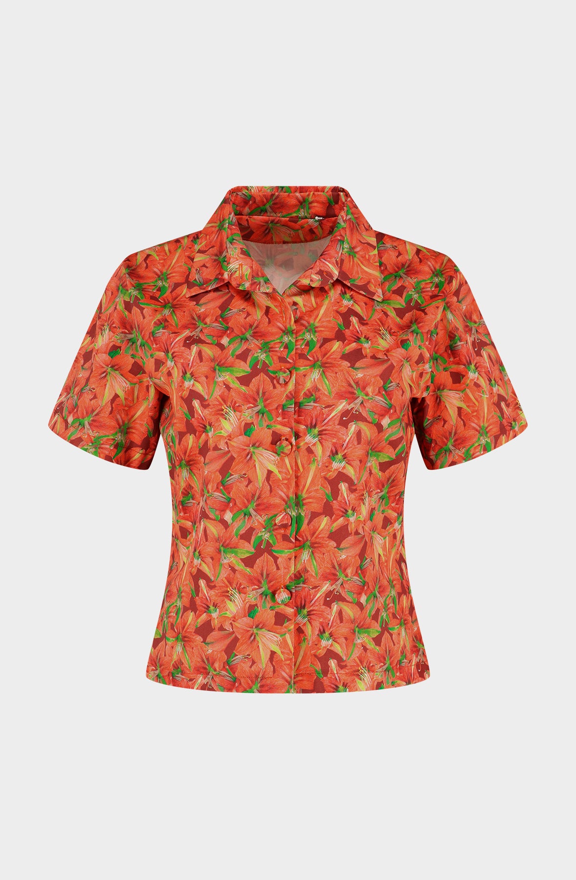 Red amaryllis cotton shirt