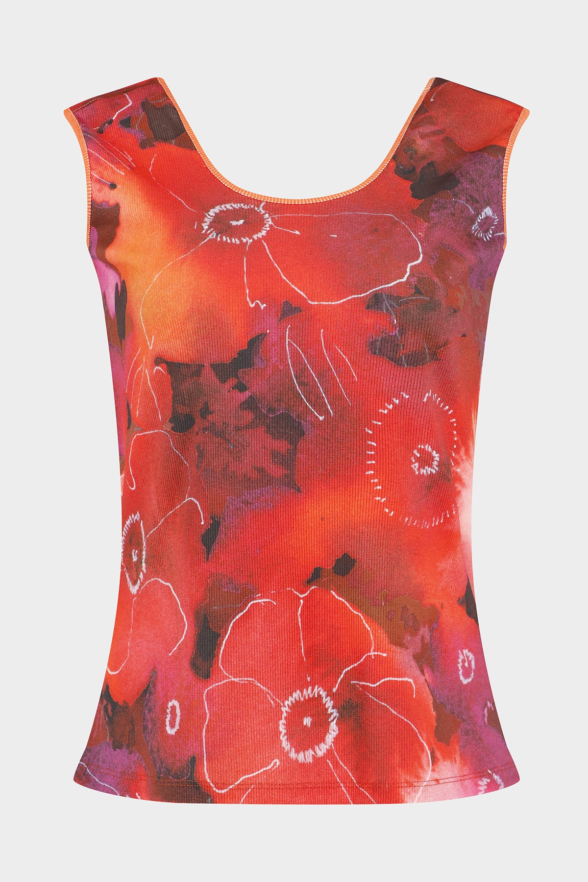 Red and violet ribbed cotton tank top