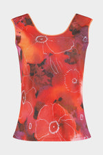 Rood en violet geribbelde katoenen tanktop