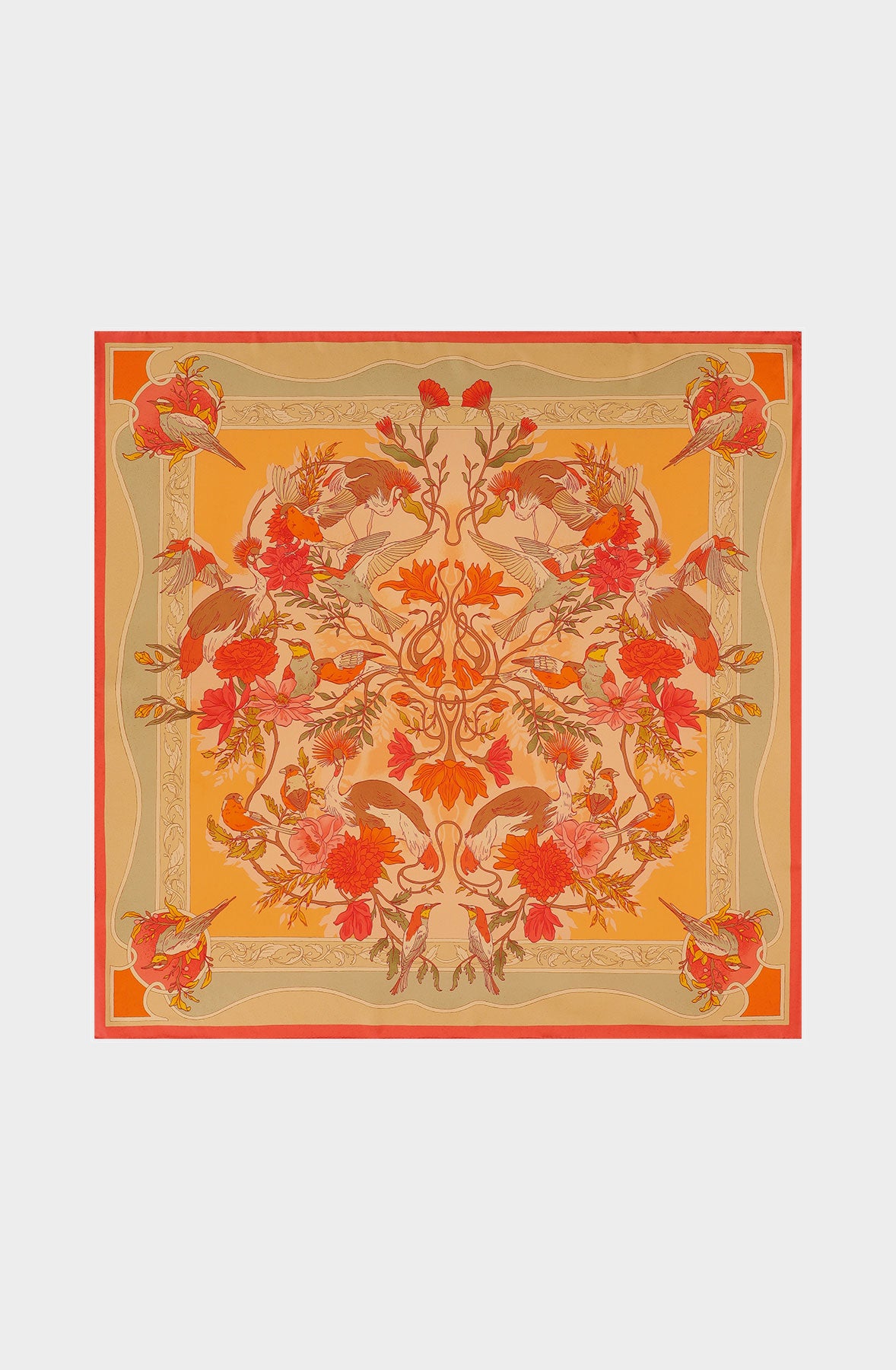 Foulard en soie 90 avec oiseaux