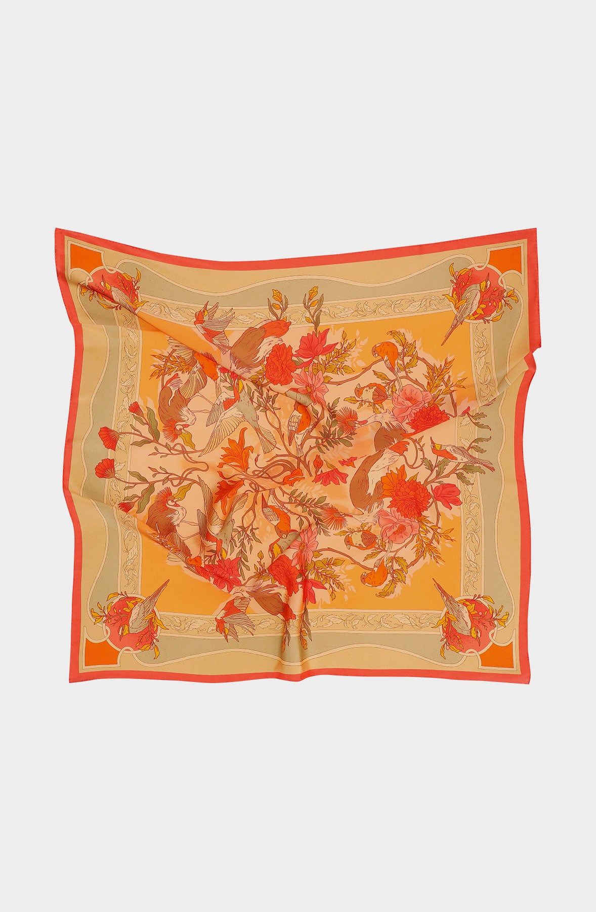 Silk scarf 90 with birds
