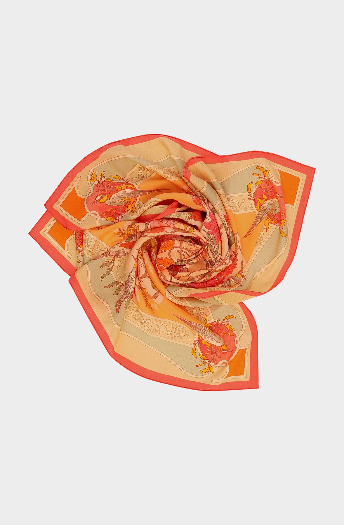 Silk scarf 90 with birds