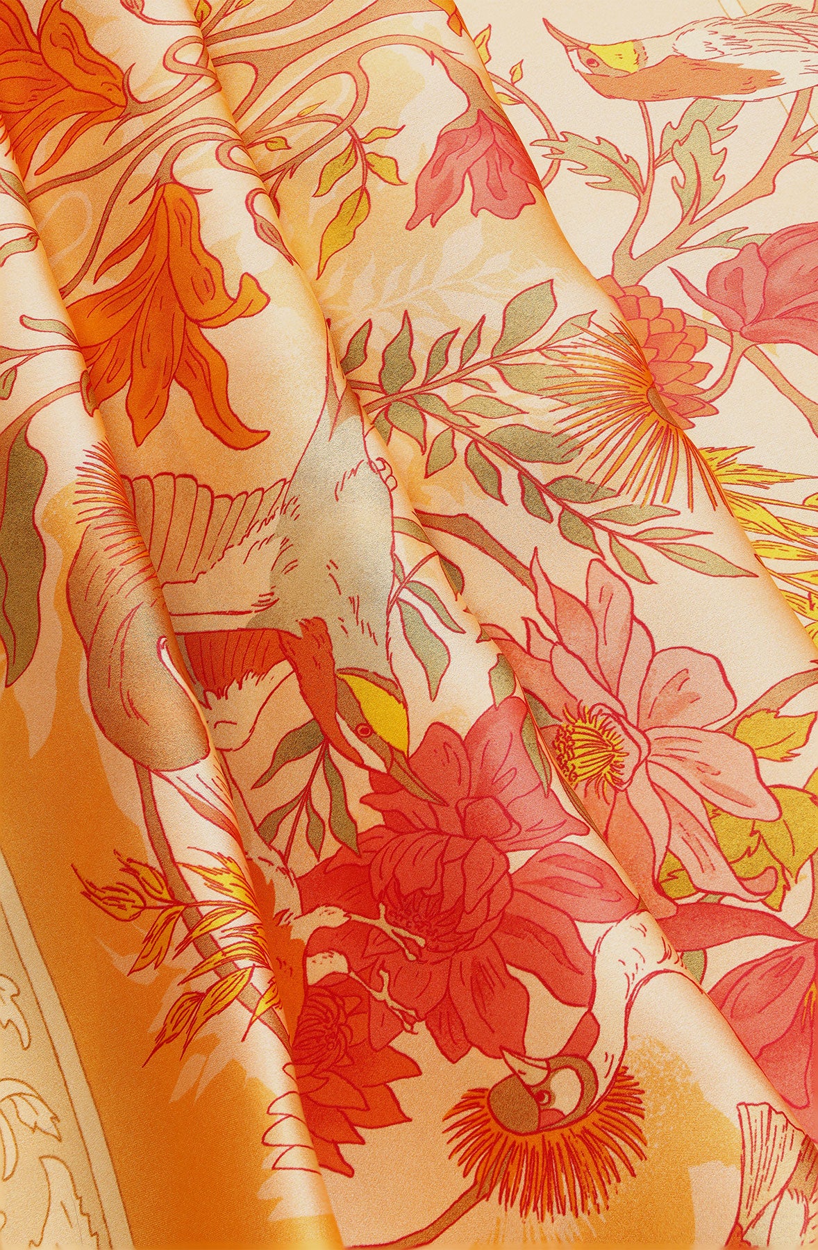 Silk scarf 90 with birds