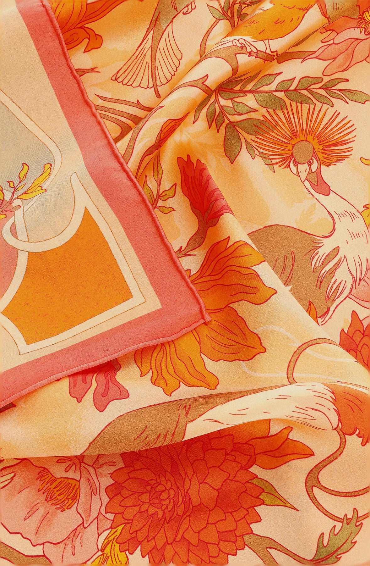 Silk scarf 90 with birds