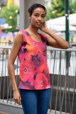 Red and violet ribbed cotton tank top