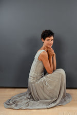 Viscose dress with vertical bands