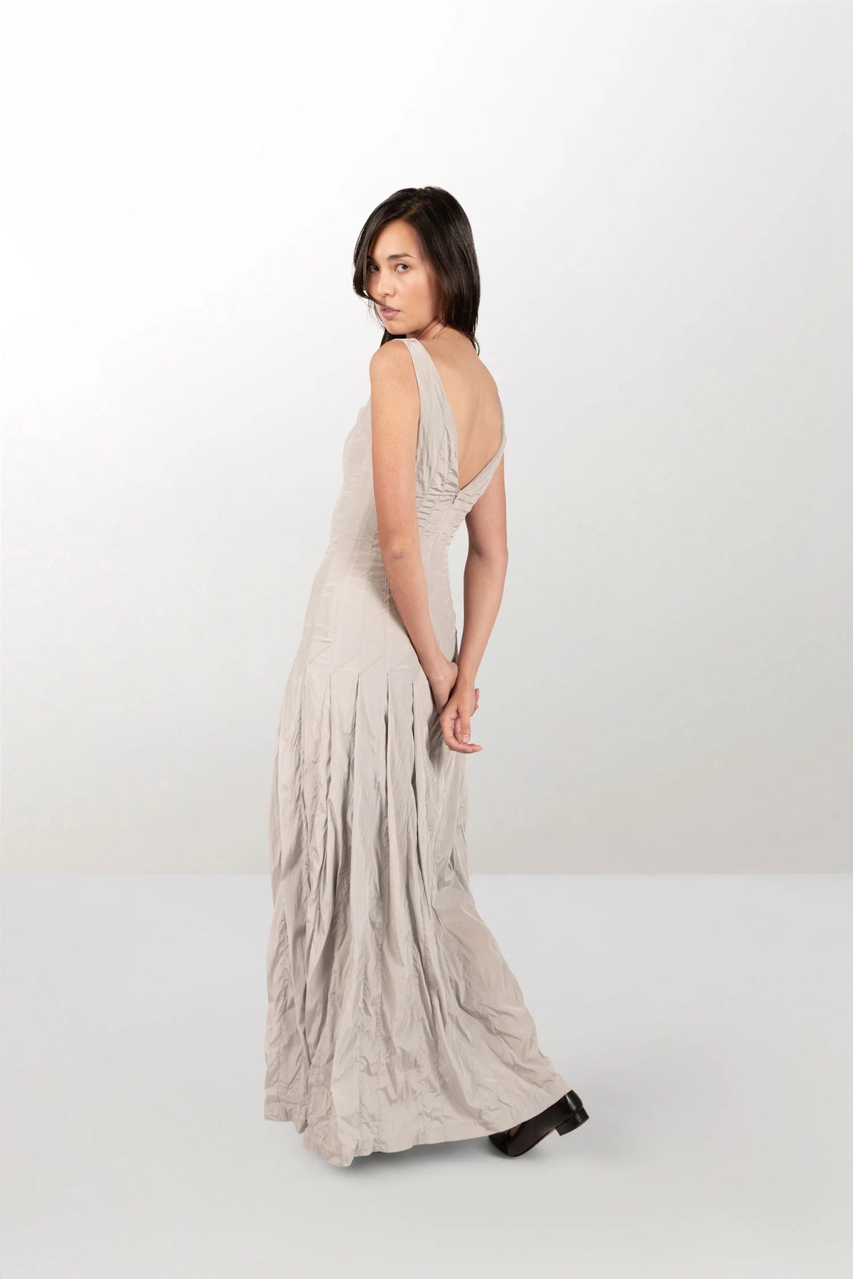 Viscose dress with vertical bands