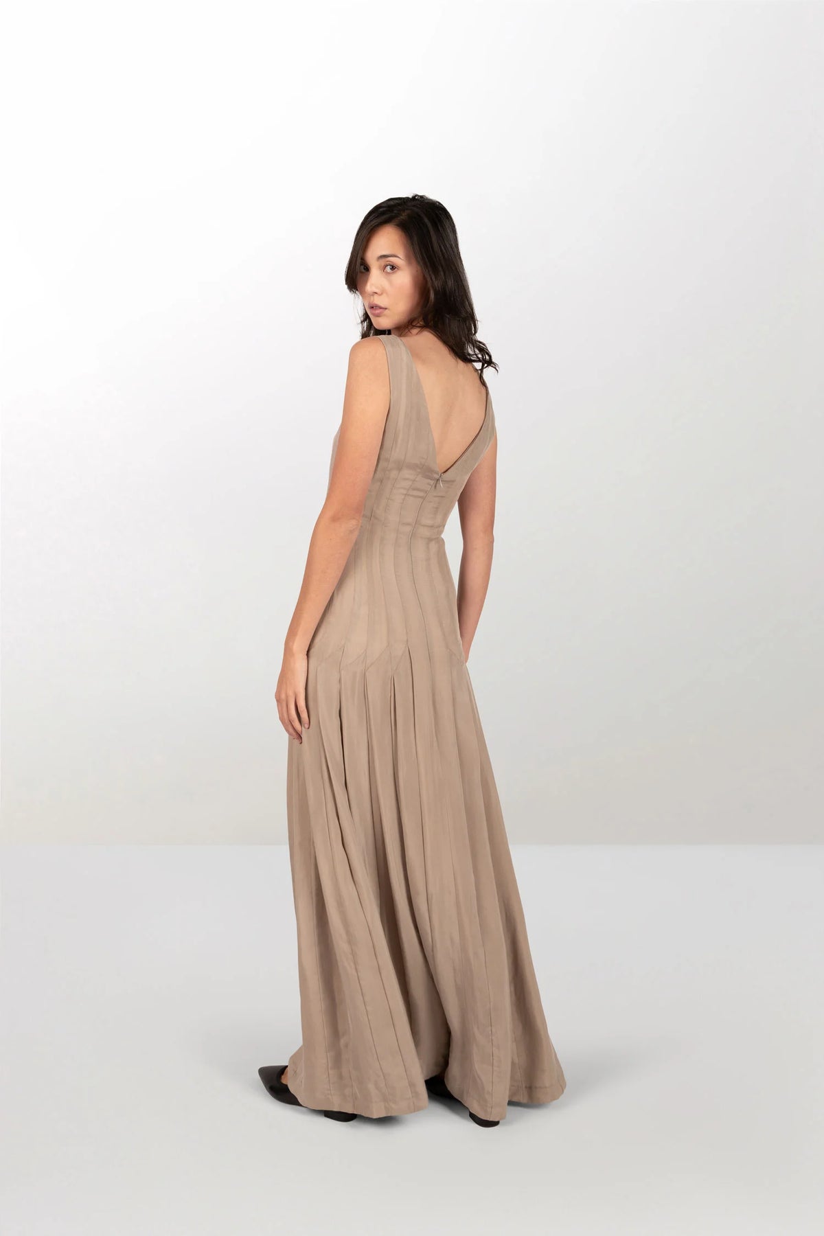 Viscose dress with vertical bands