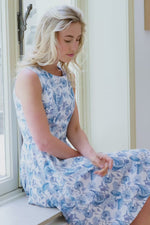 Blue sparrows cotton circular dress
